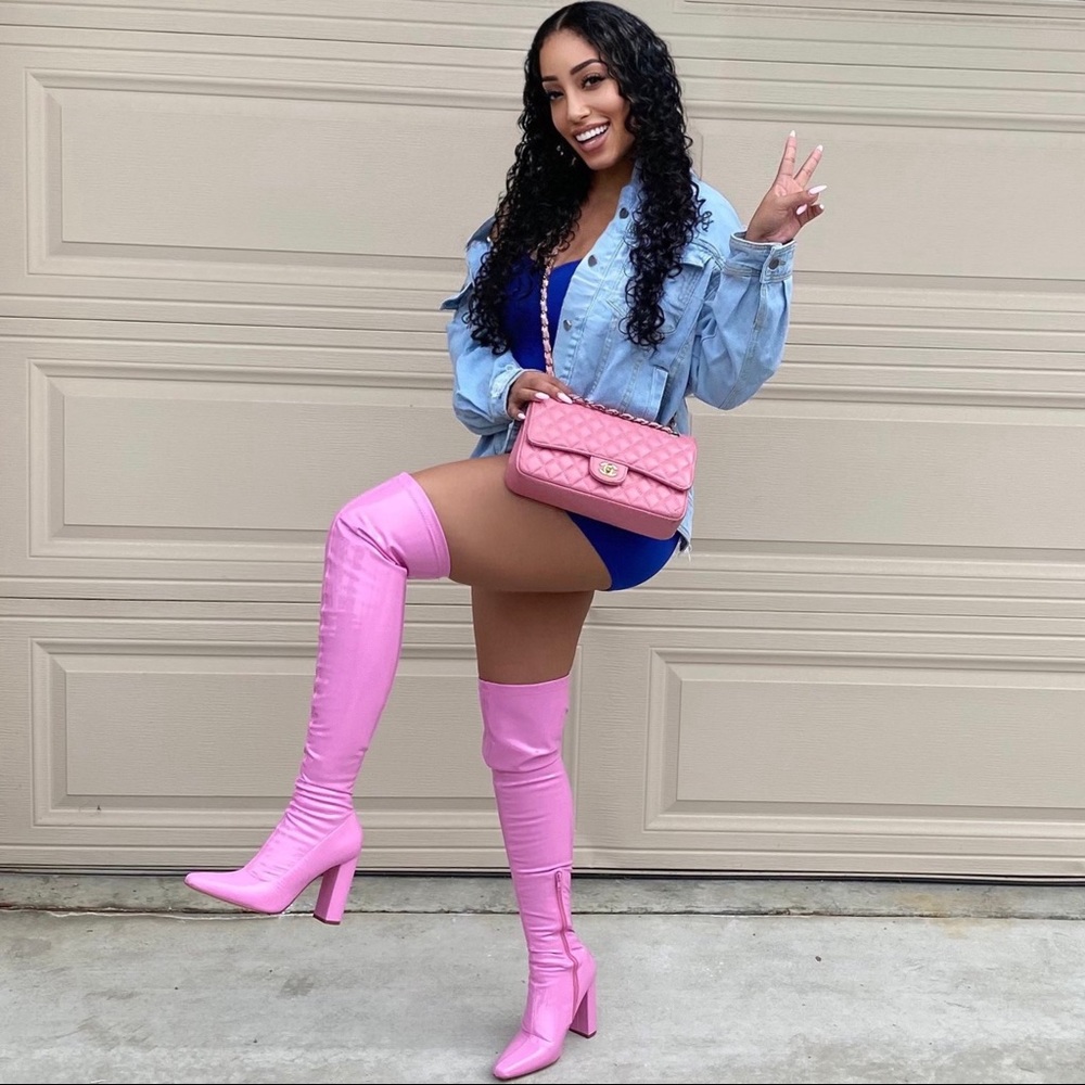 Barbie Pink Thigh High Boots